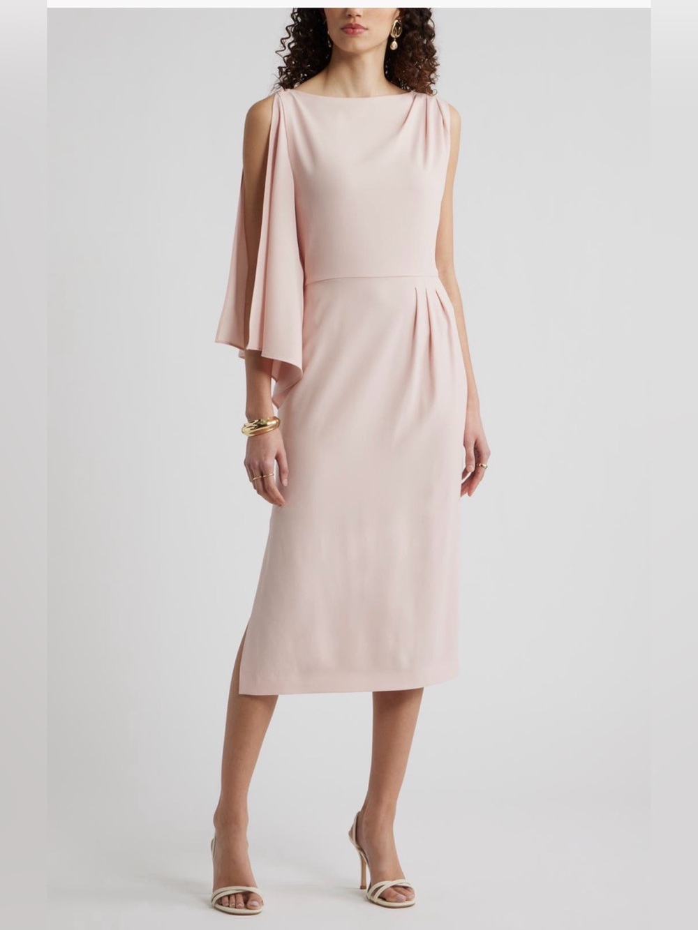 NWOT NORDSTROM Single Split Sleeve Midi Dress in Ivory Size Small